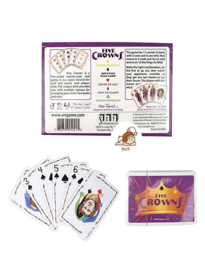 NVF® Five Crowns Card Game | Family-Friendly Strategy & Rummy Style Game with 5 Suits - Spades, Clubs, Hearts, Diamonds & Stars | Fun Party Game for Kids & Adults | 3+ Players - Image 4